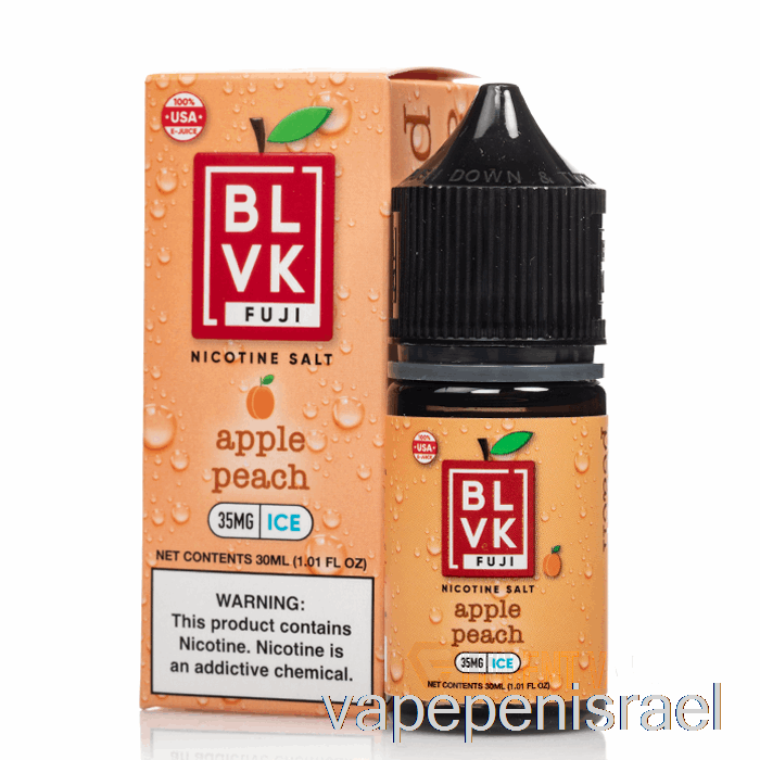 חד פעמי Vape ישראל תפוח אפרסק קרח - מלחי פוג'י Blvk - 30 מ"ל 35 מ"ג